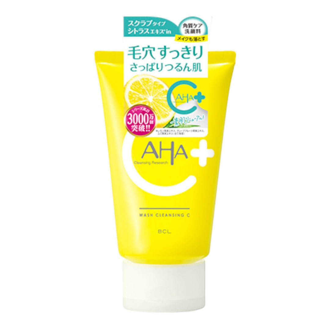 AHA Cleansing Research Wash Cleansing C 120g gul tub med citronmotiv, exfolierande ansiktsrengöring.