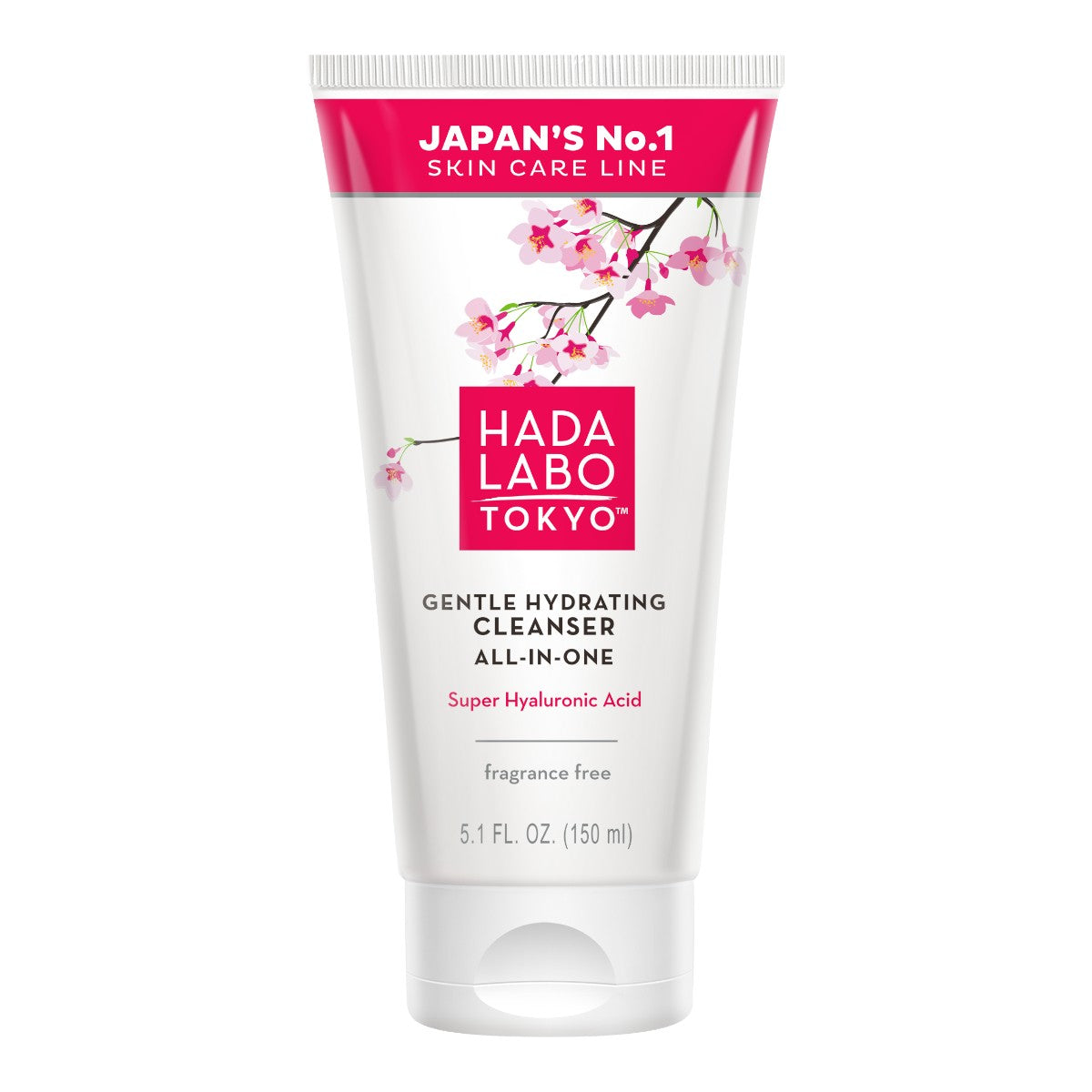 Hada Labo Gentle Hydrating Cleanser 150ml, parfymfri ansiktsrengöring med hyaluronsyra för skonsam rengöring.