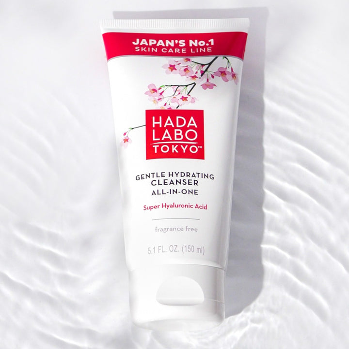 HADA LABO Gentle Hydrating Cleanser 150ml tub på vit yta med lätt struktur.