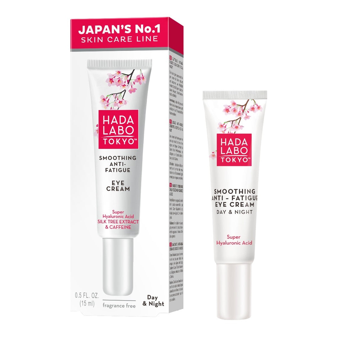 Hada Labo Smoothing Anti-Fatigue Eye Cream 15ml med hyaluronsyra, för dag och natt användning.