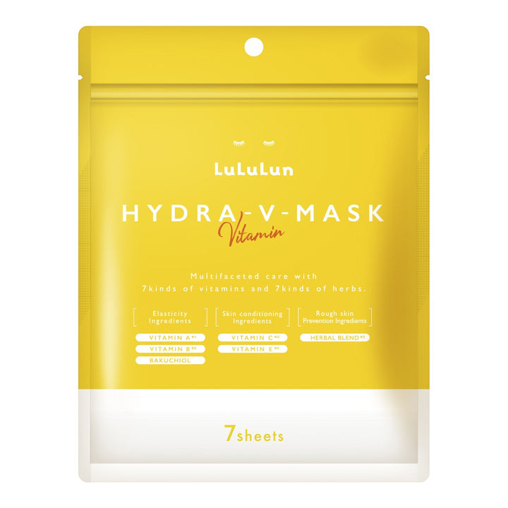 LuLuLun Hydra V-Mask Vitamin Sheet Mask gul förpackning med 7 arkmasker.