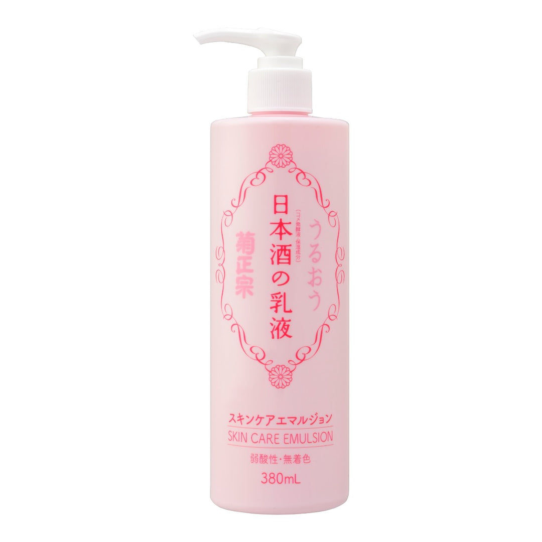 KIKU-MASAMUNE Sake hudvårdsemulsion 380ml rosa pumpflaska med fermenterat risextrakt.