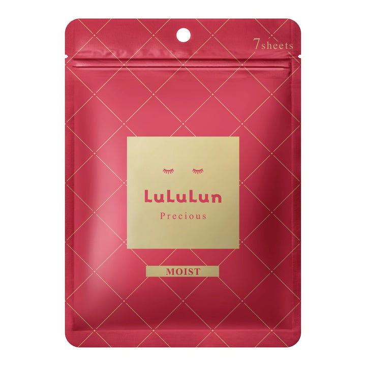 LuLuLun Precious Sheet Mask Red 7st för torr och mogen hud, förpackning med sju ansiktsmasker.