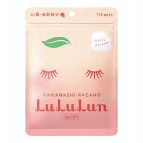 LuLuLun Premium Sheet Mask Yamanashi Peach 7st rosa förpackning med 7 japanska ansiktsmasker.