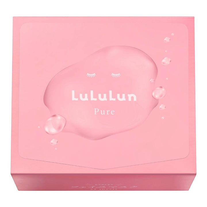 LuLuLun Pure Everys Sheet Mask 32st rosa förpackning med slutna ögon, arkmask för återfuktning.