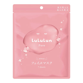 LuLuLun Pure Everys Sheet Mask 7st Pink för balanserad och känslig hud, vattenmotiv på förpackningen.
