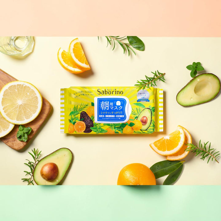 Saborino Morning Facial Sheet Mask N 32st japansk morgonmask med avokado, citrus och örter.