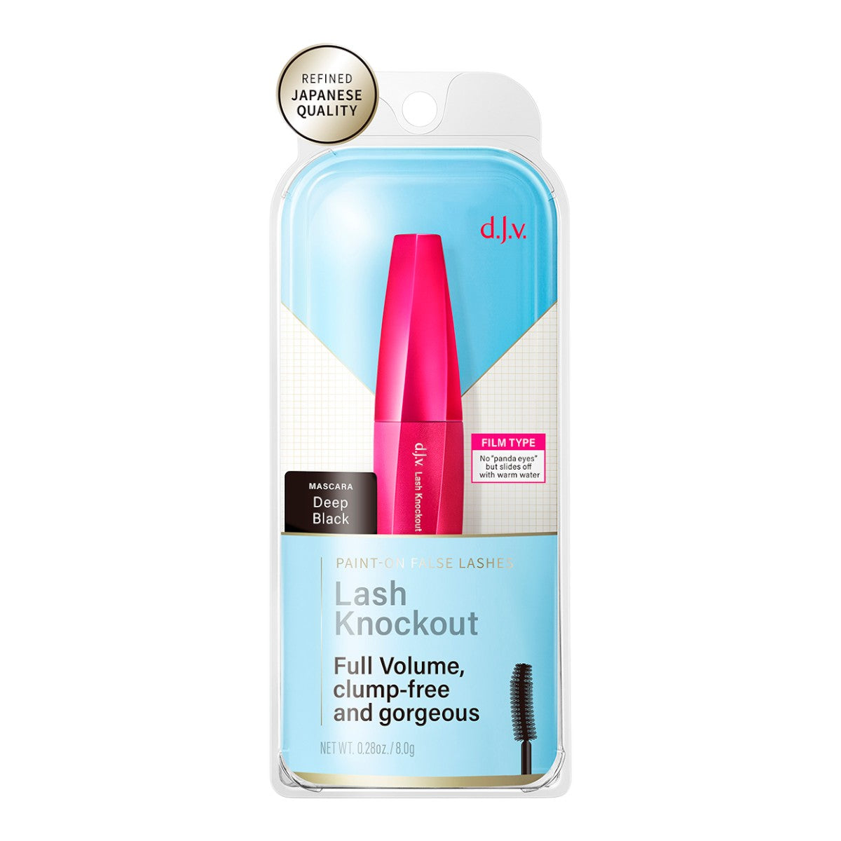 Fiberwig Lash Knockout Full Volume mascara i svart förpackning för fylliga fransar.